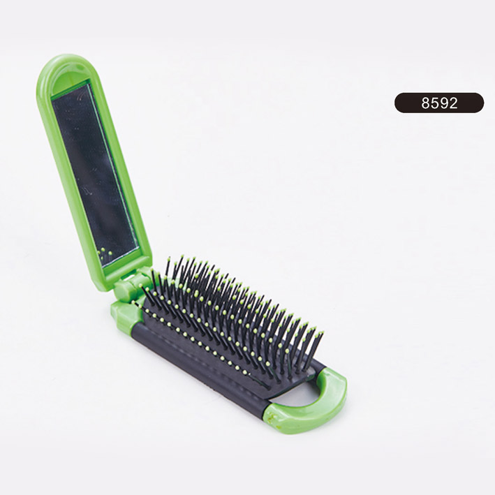 Foldable hair brush with mirror