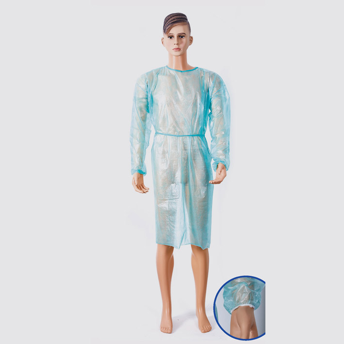 Isolation gown with elastic cuffs