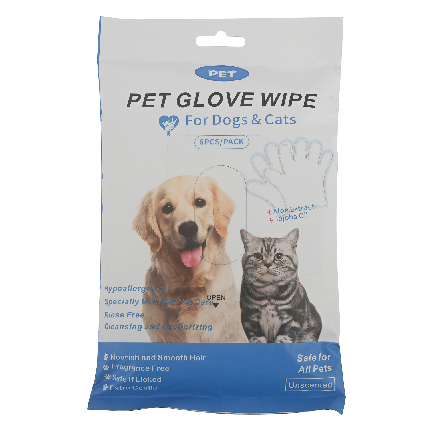 Pet Glove Wipe Use for Cats & Dogs